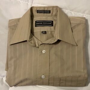 David Taylor Beige Casual Button-Down Shirt